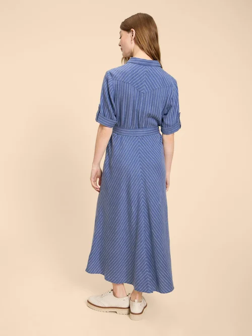 Robe chemise en lin mélangé Beth - Blue Mlt - 48 Image 4