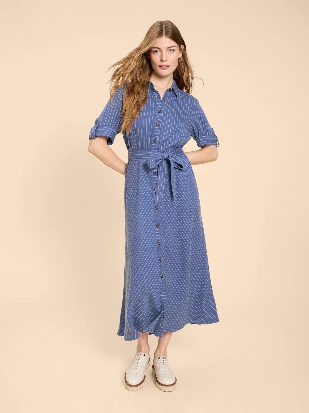 Robe chemise en lin mélangé Beth - Blue Mlt - 48 Image 1