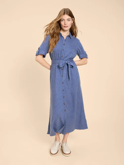 Robe chemise en lin mélangé Beth - Blue Mlt - 48 Image 1