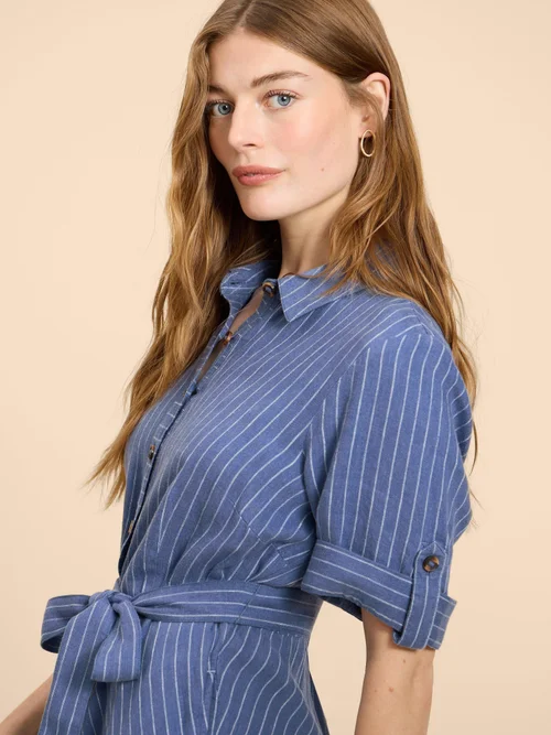 Robe chemise en lin mélangé Beth - Blue Mlt - 42 Image 3