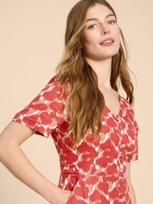 Robe midi en lin Ivy - Red Pr - 38/R Image 3