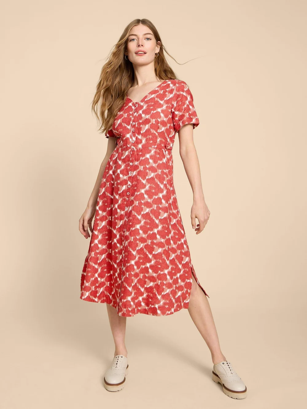 Robe midi en lin Ivy - Red Pr - 38/R Image 1
