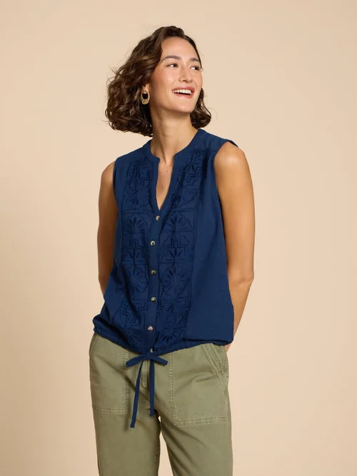 CHEMISE SANS MANCHES EN JERSEY TULIP - Fr Navy - 38 Image 1