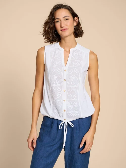 CHEMISE SANS MANCHES EN JERSEY TULIP - Pale Ivory - 38 Image 1