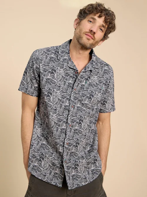 Chemise SS imprimée vagues - Navy Pr - L Image 3