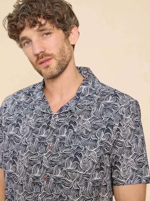Chemise SS imprimée vagues - Navy Pr - L Image 1