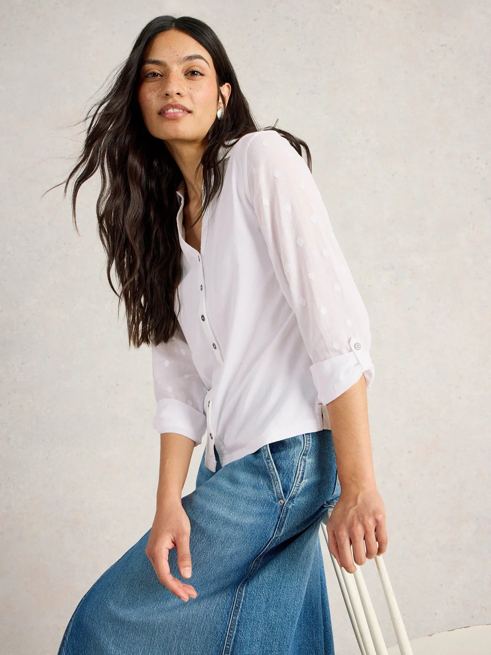 Annie Mix Jersey Shirt - Pale Ivory - 42 Image 1