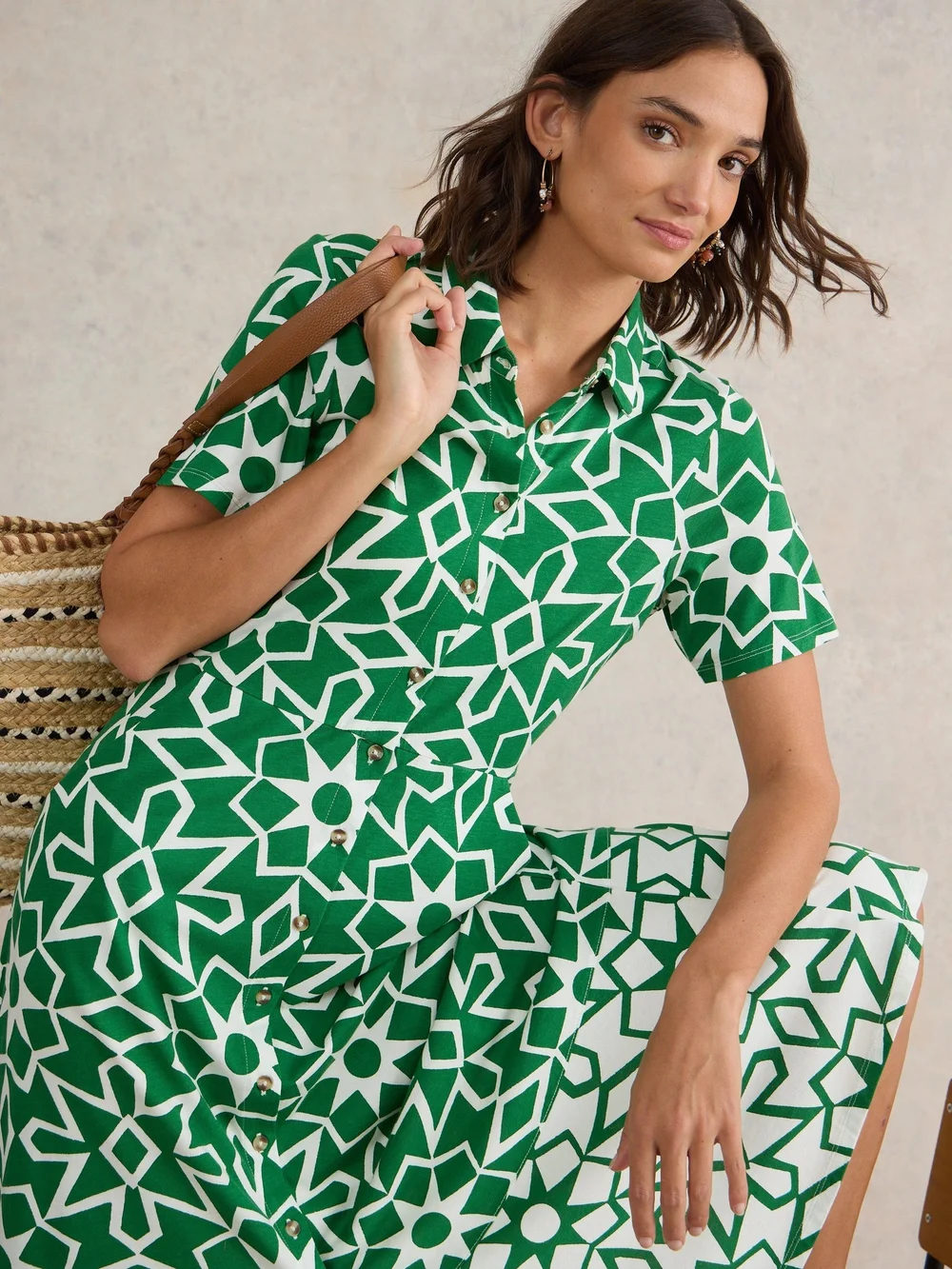 Robe chemise en jersey Rua - Green Pr - 52/R Image 1