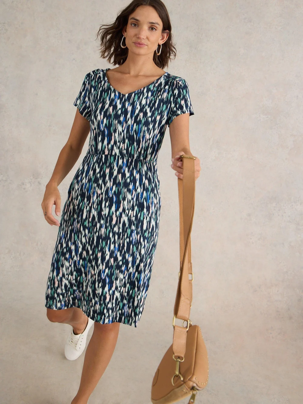 Robe Tallie en jersey Eco Vero - Navy Multi - 52/R Image 1