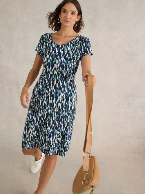 Robe Tallie en jersey Eco Vero - Navy Multi - 52/R Image 1