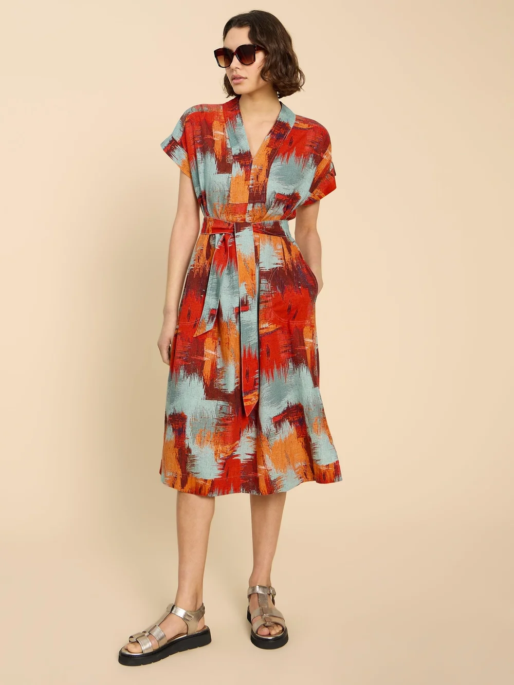 Robe Marianne en lin mélangé - Orange Pr - 50/R Image 1