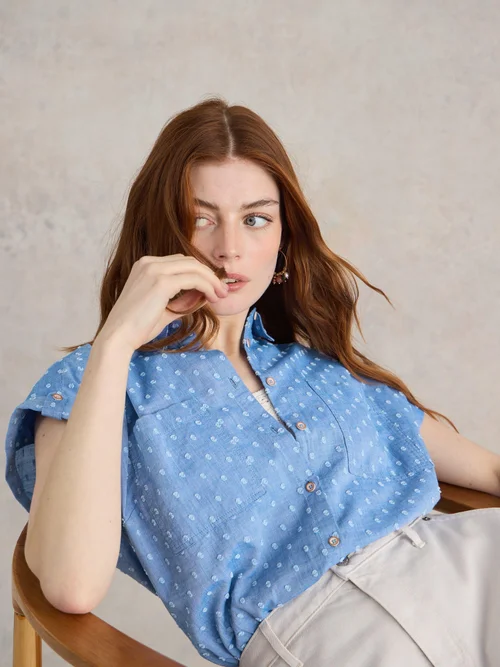 Chemise En Coton Biologique Ellie - Blue Mlt - 52 Image 1