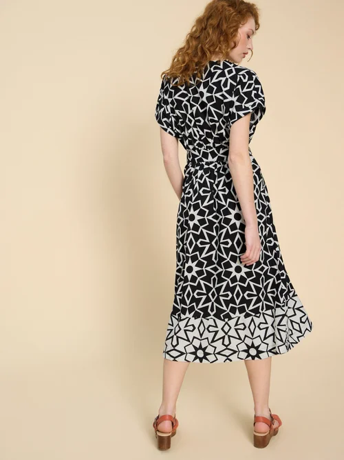 Robe portefeuille en lin mélangé Sophie - Blk Pr - 50 Image 4
