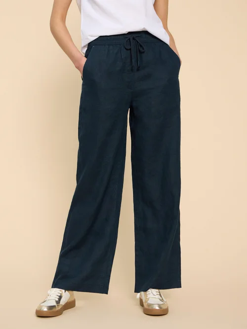 Pantalon large en lin mélangé Belle - Dark Navy - 52/R Image 3