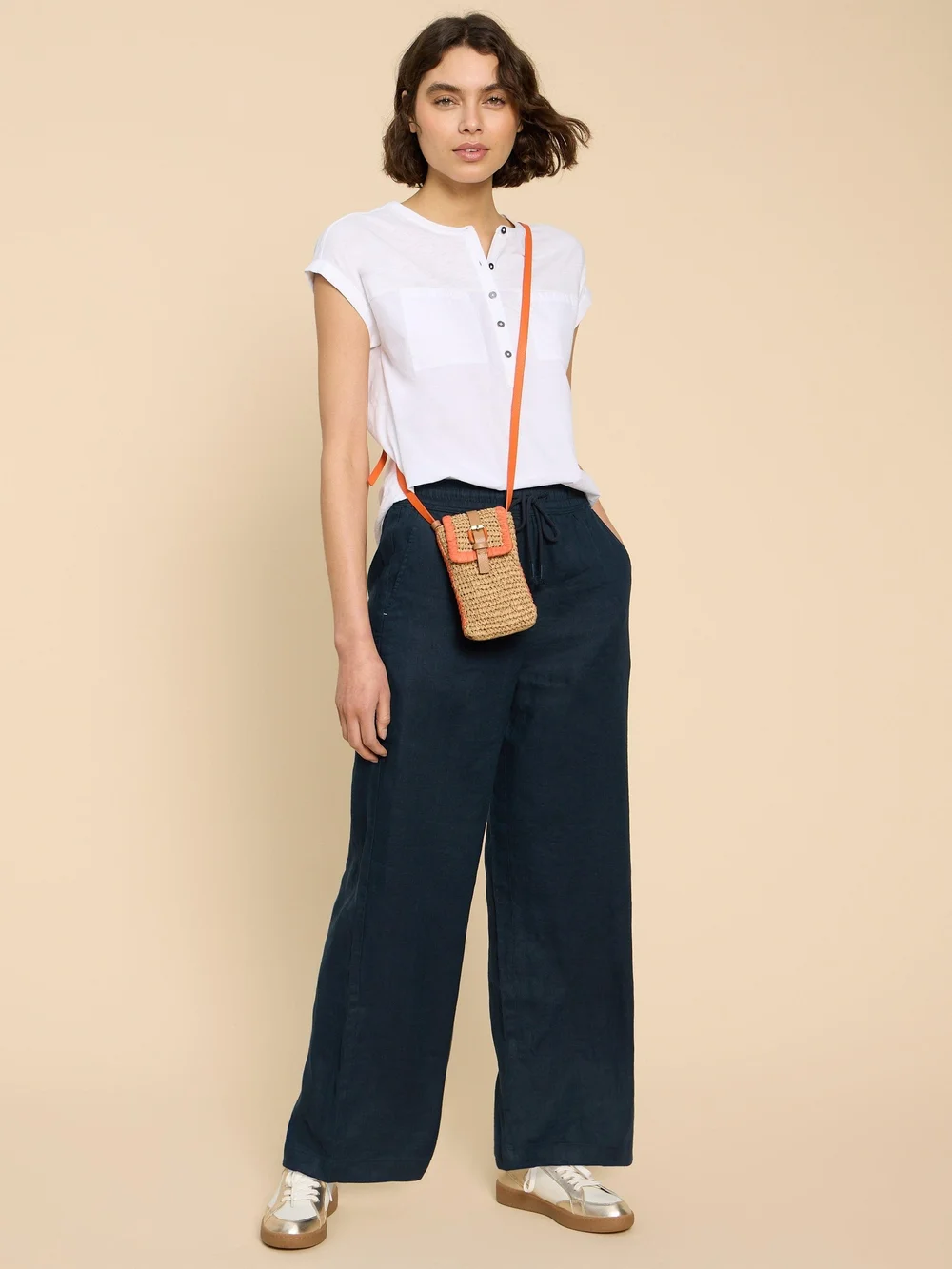 Pantalon large en lin mélangé Belle - Dark Navy - 52/R Image 1