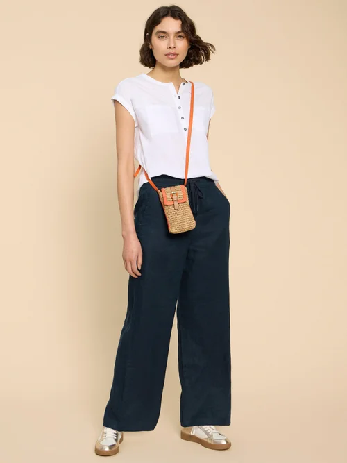 Pantalon large en lin mélangé Belle - Dark Navy - 52/R Image 1