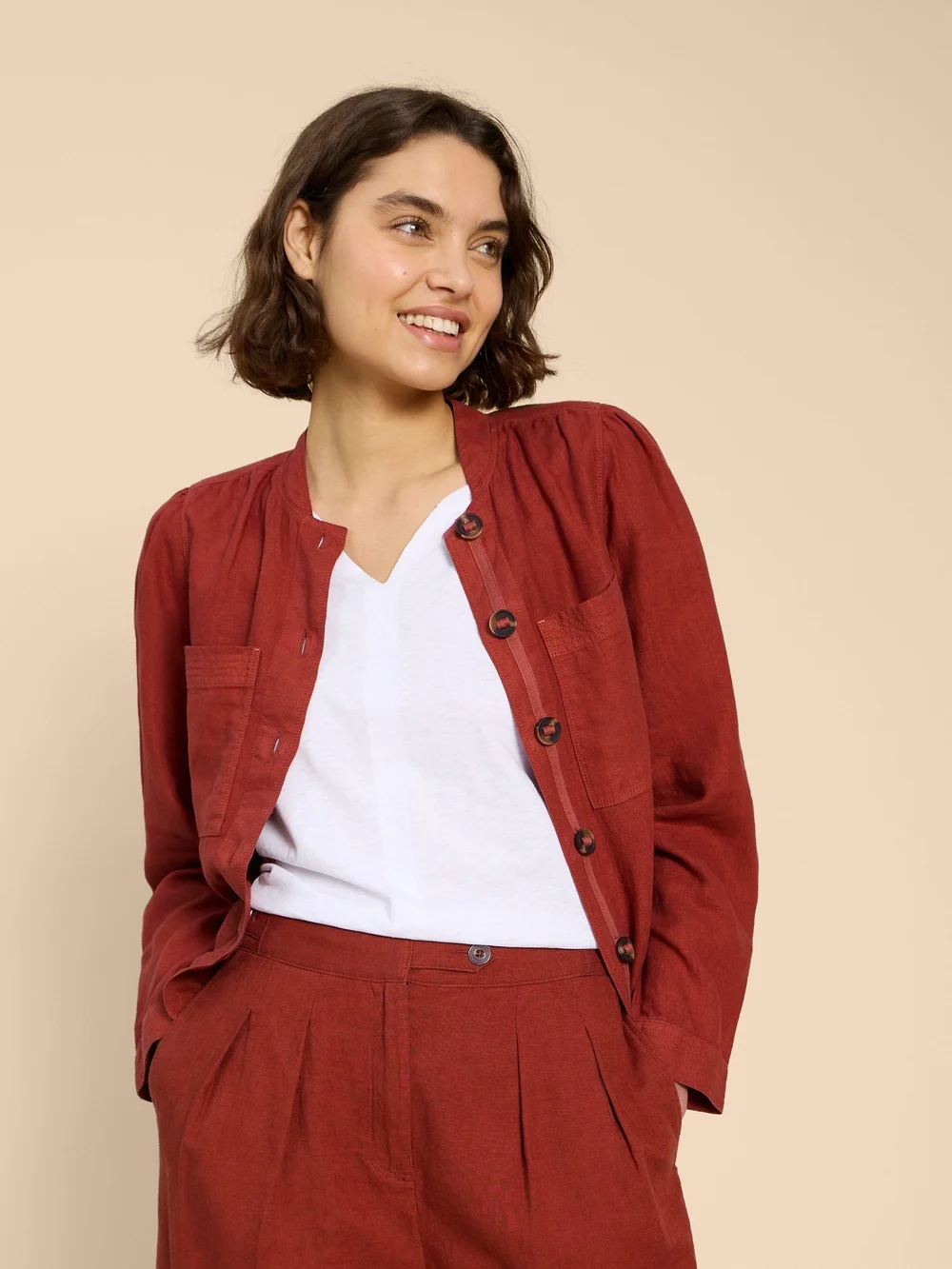 Veste en lin Delilah - Dk Red - 52 Image 1