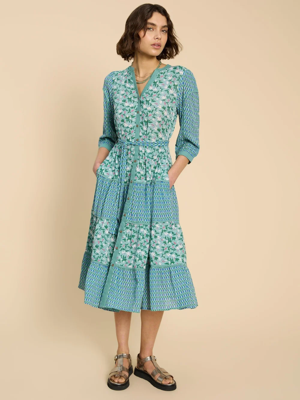 Robe imprimée mixte Mabel - Teal Pr - 52/R Image 1