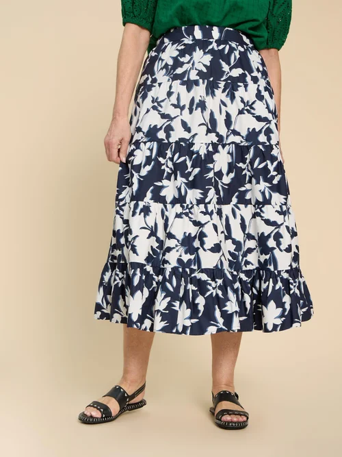 Jupe midi imprimée mixte Mayra - Navy Pr - 52/R Image 2