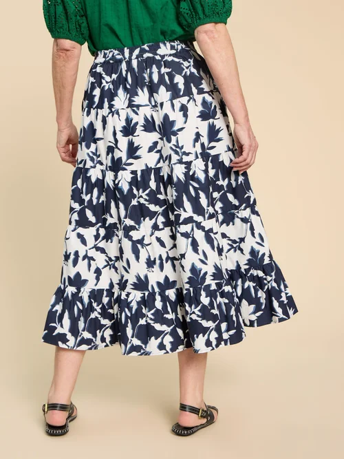 Jupe midi imprimée mixte Mayra - Navy Pr - 42/R Image 4