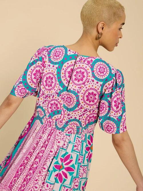 Robe midi Lucy en viscose éco - Pink Pr - 38/R Image 3