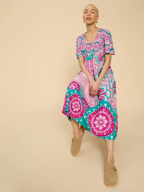 Robe midi Lucy en viscose éco - Pink Pr - 38/R Image 1