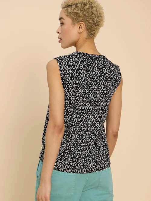 CHEMISE SANS MANCHES EN JERSEY TULIP - Blk Pr - 46/R Image 4