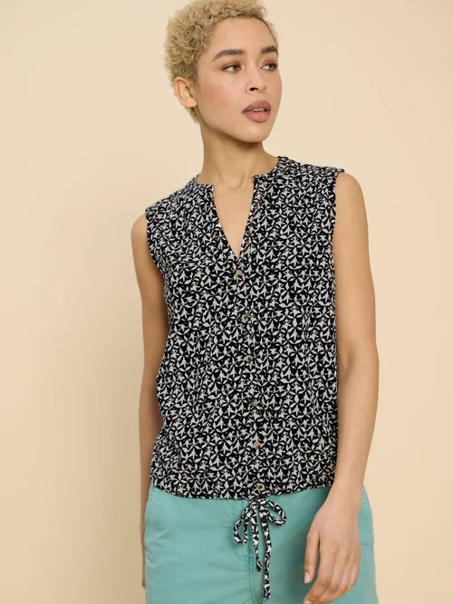 CHEMISE SANS MANCHES EN JERSEY TULIP - Blk Pr - 46/R Image 2