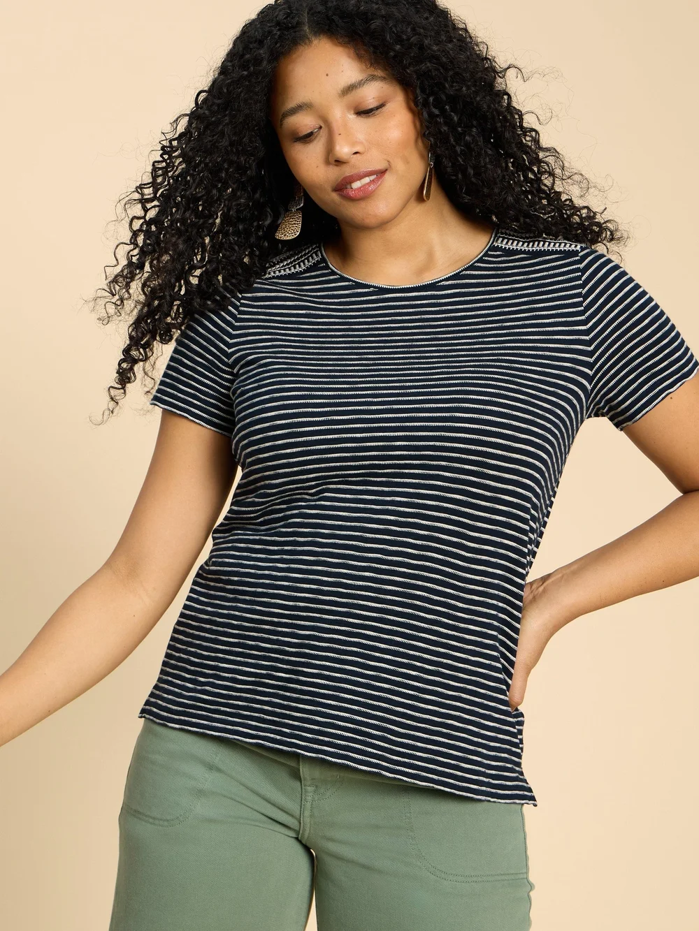 T-SHIRT À RAYES BRODÉ ABBIE - Ivory Mlt - 52 Image 1
