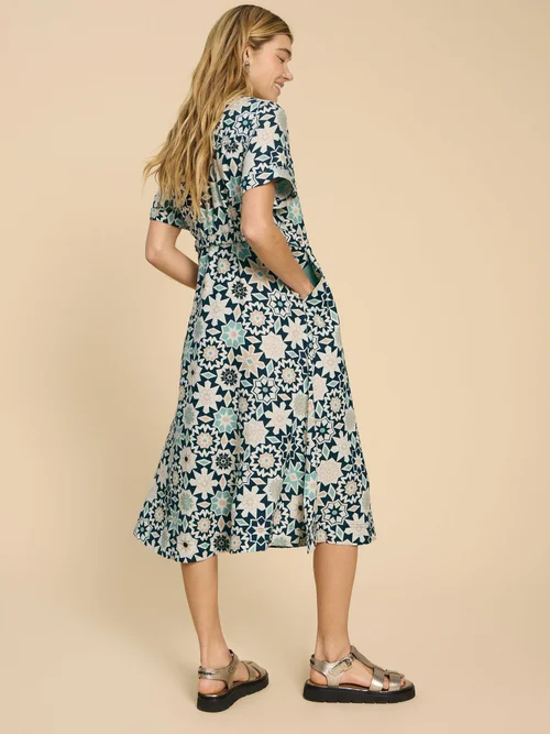 Robe midi en lin Ivy - Blue Pr - 40/R Image 4