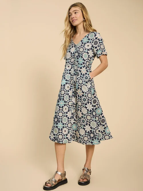 Robe midi en lin Ivy - Blue Pr - 40/R Image 2