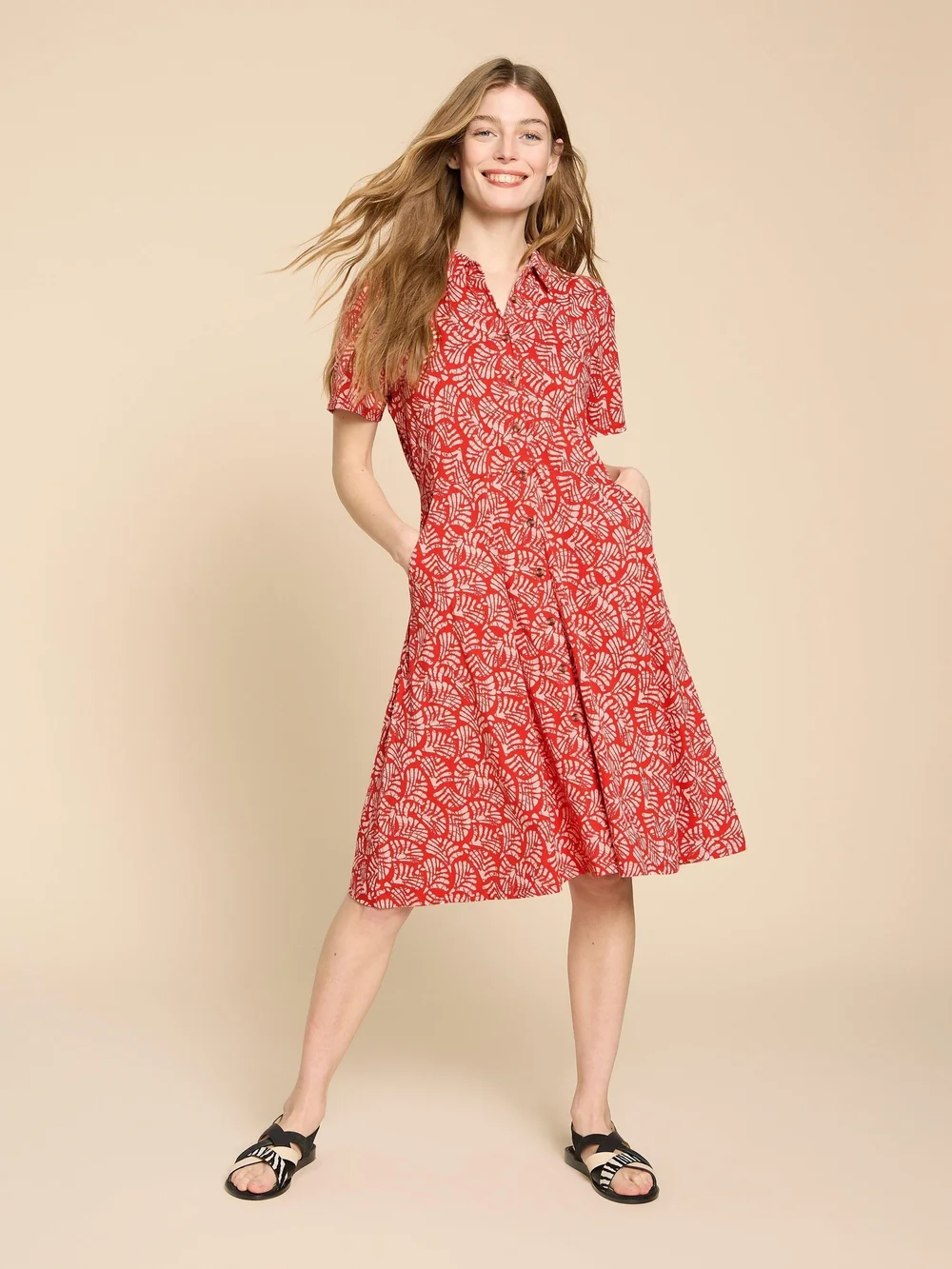 Robe chemise en jersey Ria - Red Pr - 52 Image 1