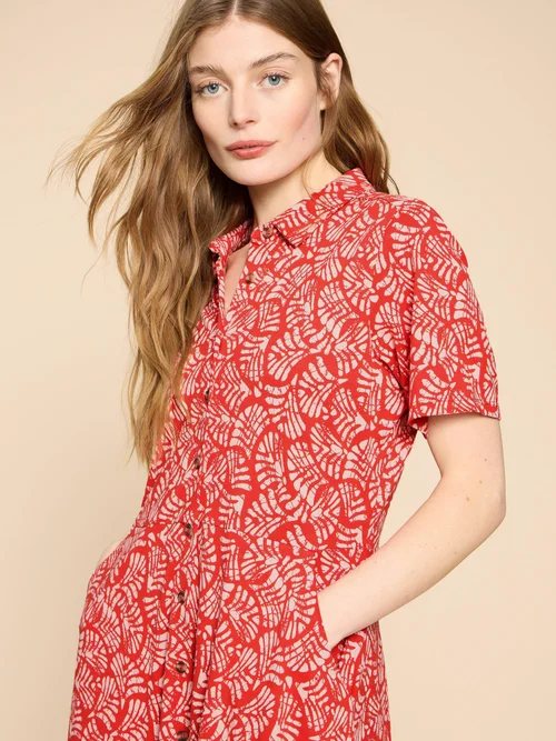 Robe chemise en jersey Ria - Red Pr - 52 Image 3