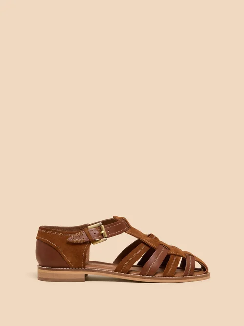 Chaussures de pêcheur en cuir à motif floral - Mid Tan - 41 Image 1