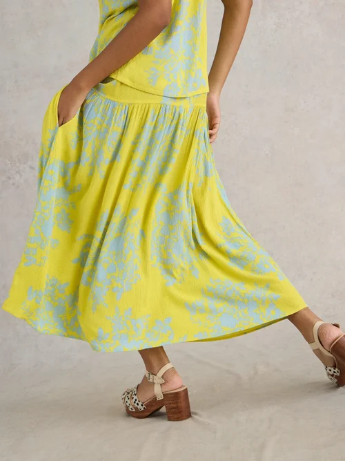 Jupe midi Seema en viscose écologique - Yellow Pr - 52 Image 4