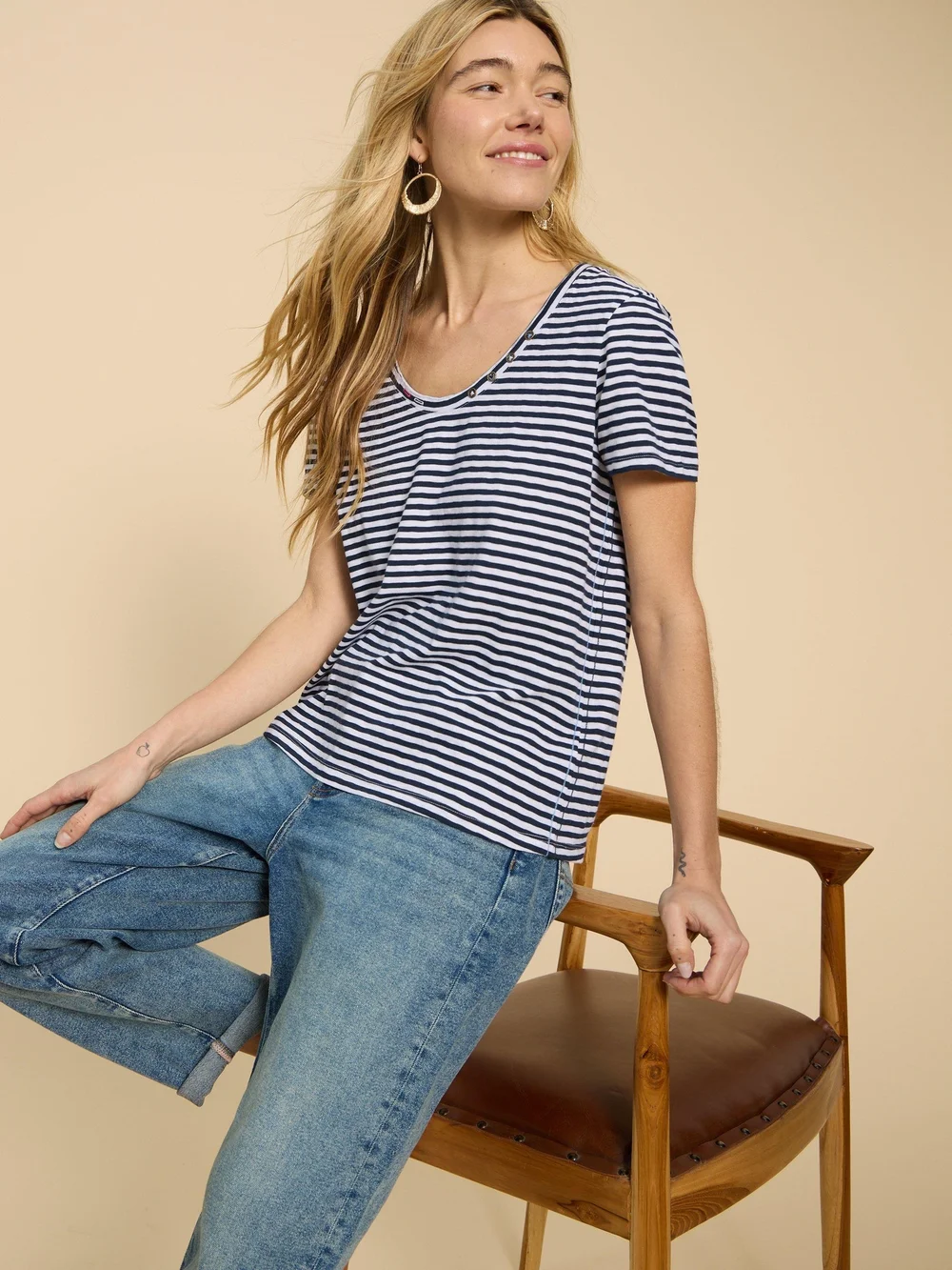 T-shirt à encolure dégagée NADIA SS - White Mlt - 52 Image 1