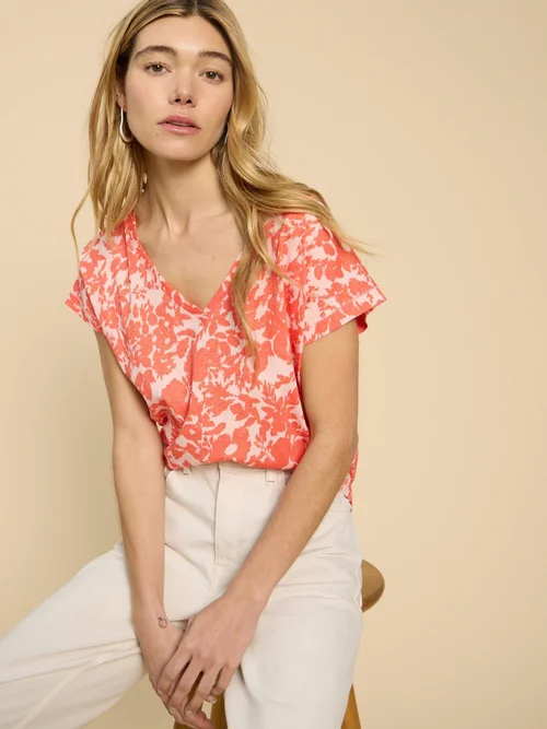 T-SHIRT NOAH SS V NECK - Orange Pr - 52 Image 1