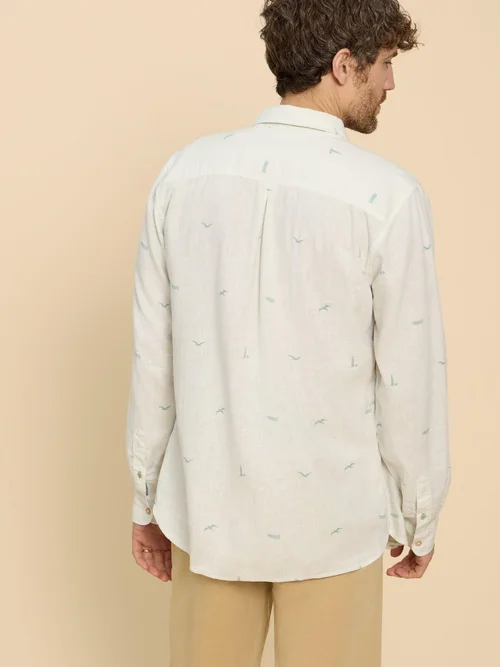 Chemise en lin imprimée phare - White Pr - L Image 4