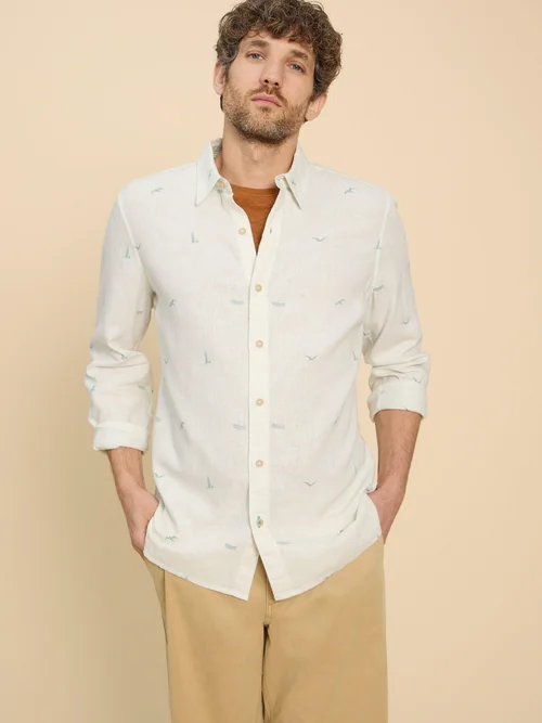 Chemise en lin imprimée phare - White Pr - L Image 3