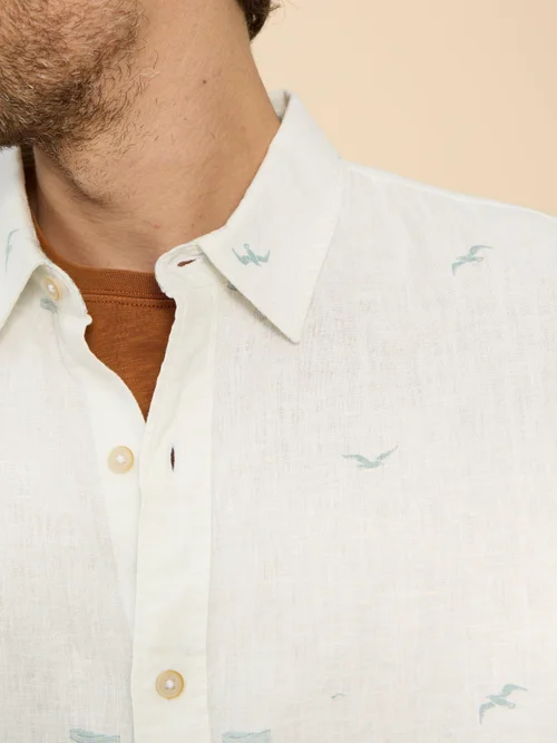 Chemise en lin imprimée phare - White Pr - L Image 2