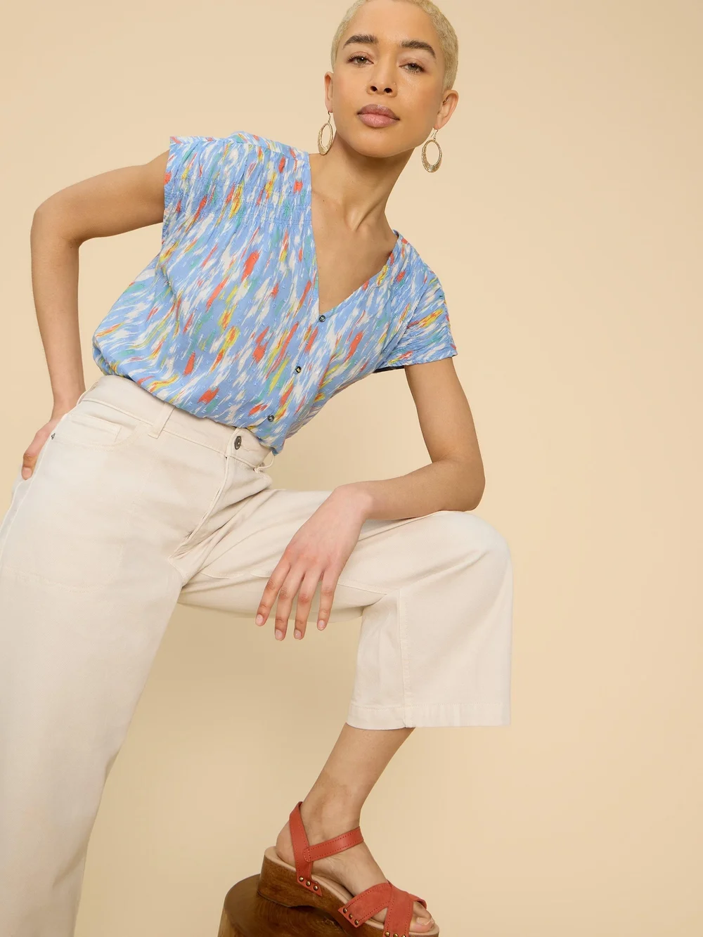 Gilet en coton biologique Rae - Blue Pr - 52 Image 1