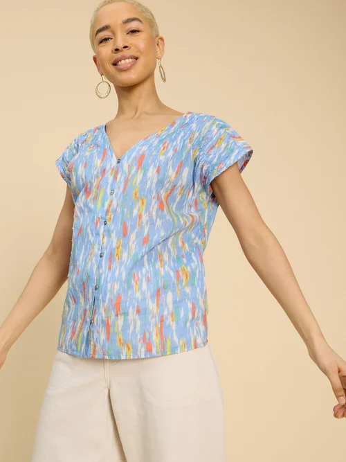 Gilet en coton biologique Rae - Blue Pr - 52 Image 3