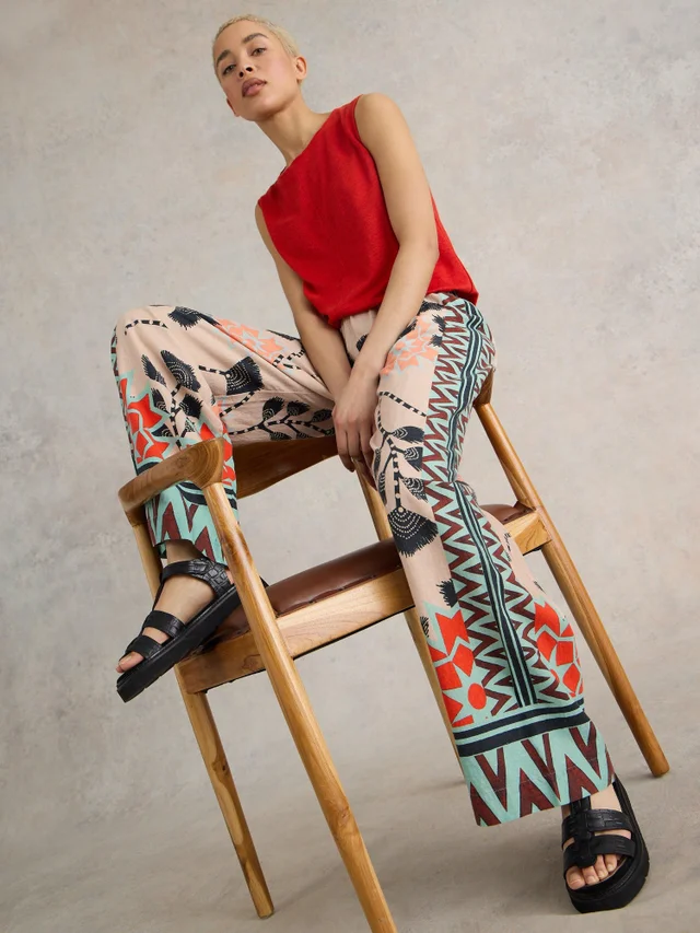 Pantalon large en lin mélangé Lucy