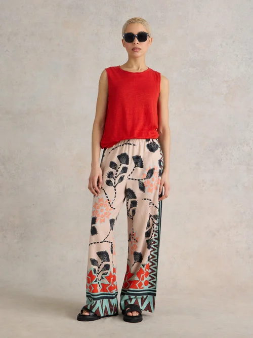 Pantalon large en lin mélangé Lucy - Nat Pr - 38/R Image 3