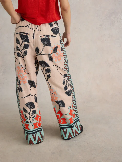 Pantalon large en lin mélangé Lucy - Nat Pr - 38/R Image 4
