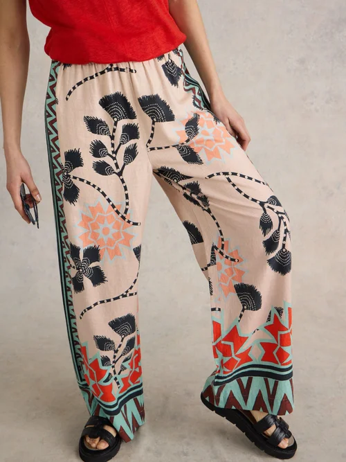 Pantalon large en lin mélangé Lucy - Nat Pr - 38/R Image 2