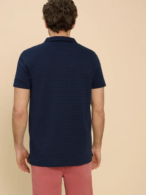 Polo à col ouvert texturé - Dark Navy - S Image 4