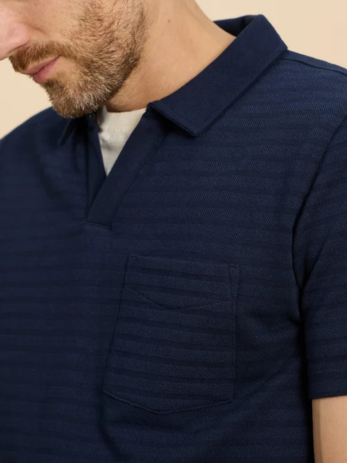 Polo à col ouvert texturé - Dark Navy - S Image 2