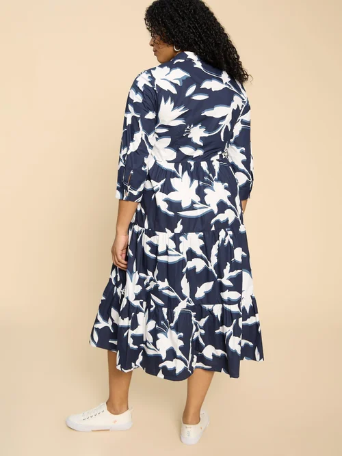 Robe chemise à volants Mayra - Navy Pr - 34/R Image 4