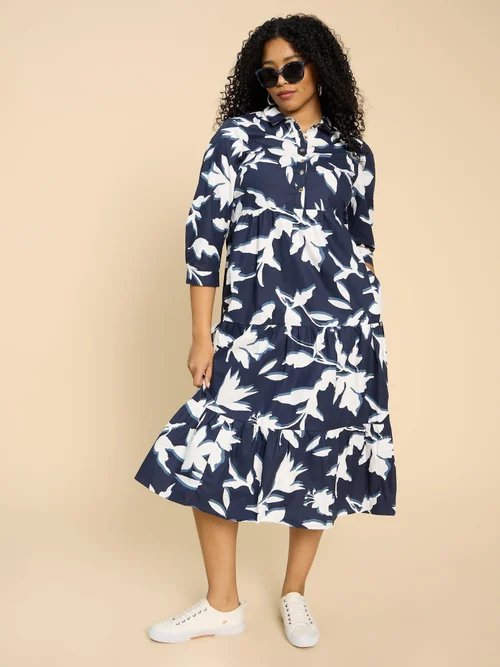 Robe chemise à volants Mayra - Navy Pr - 34/R Image 2